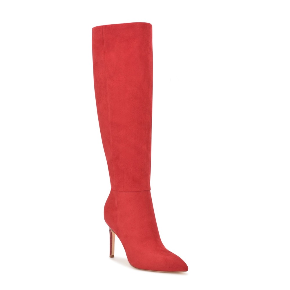 Brand New never worn, red suede stiletto heel